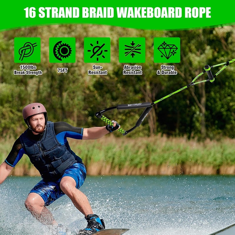 SETYPARY 75FT Wakeboard Rope and Handle, Floating Water Ski Rope for Watersports, 4 Sections Ski Ropes for Water Skiing, Kneeboarding, Wakeboarding - Image 2